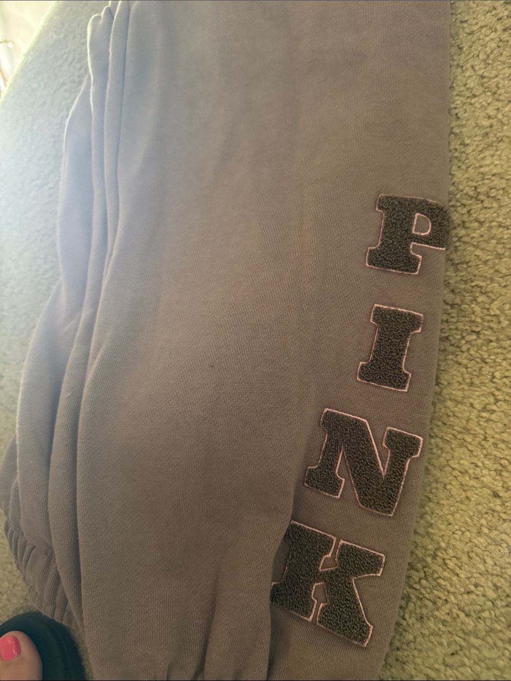 PINK Victoria's Secret Mauve Track Joggers with Chenille Logo
